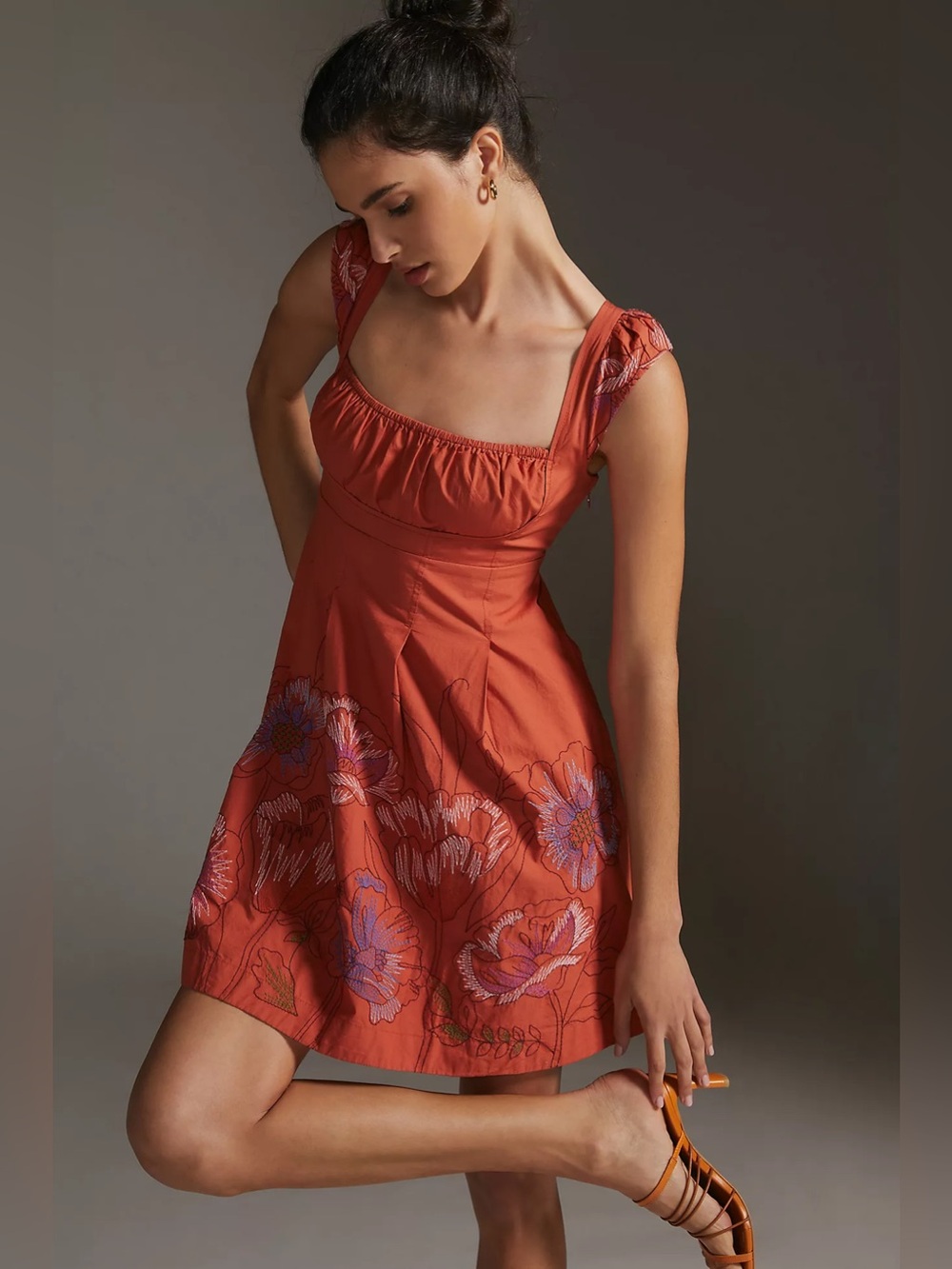 By Anthropologie Embroidered Mini Dress